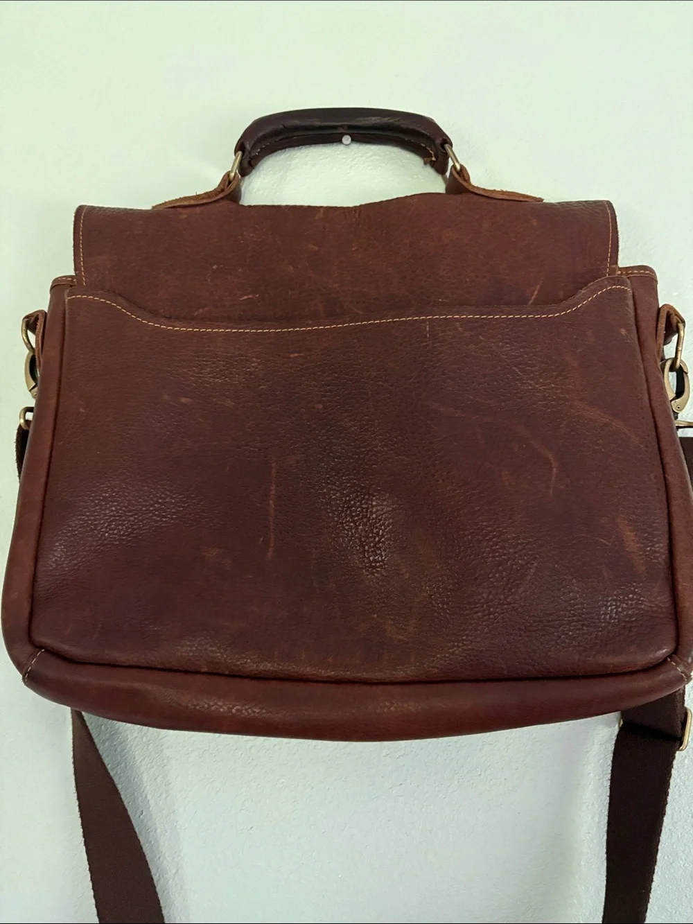 Duluth Trading Genuine Leather Messenger Laptop Briefcase Bag - Brown